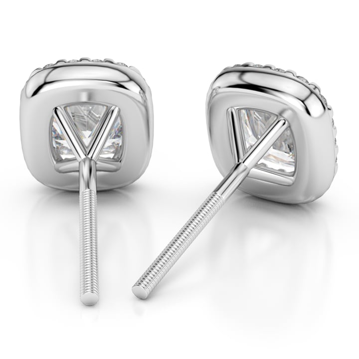Halo Cushion Diamond Earrings in White Gold (3/4 ctw) | Thumbnail 01