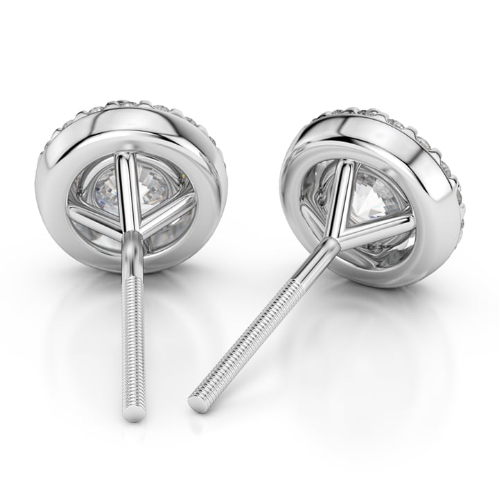 Round Halo Diamond Earring Settings In Platinum | Thumbnail 01
