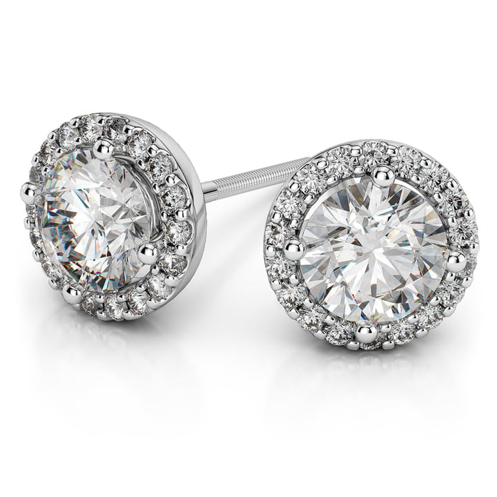 Halo Diamond Stud Earrings in Platinum (1 ctw) | 01