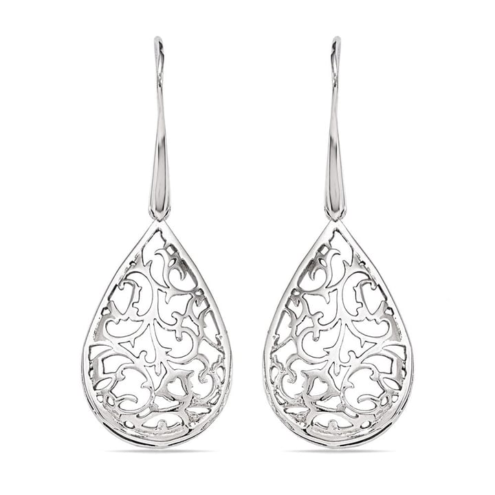 Silver Filigree Earrings In A Paisley Dangle Design | 01