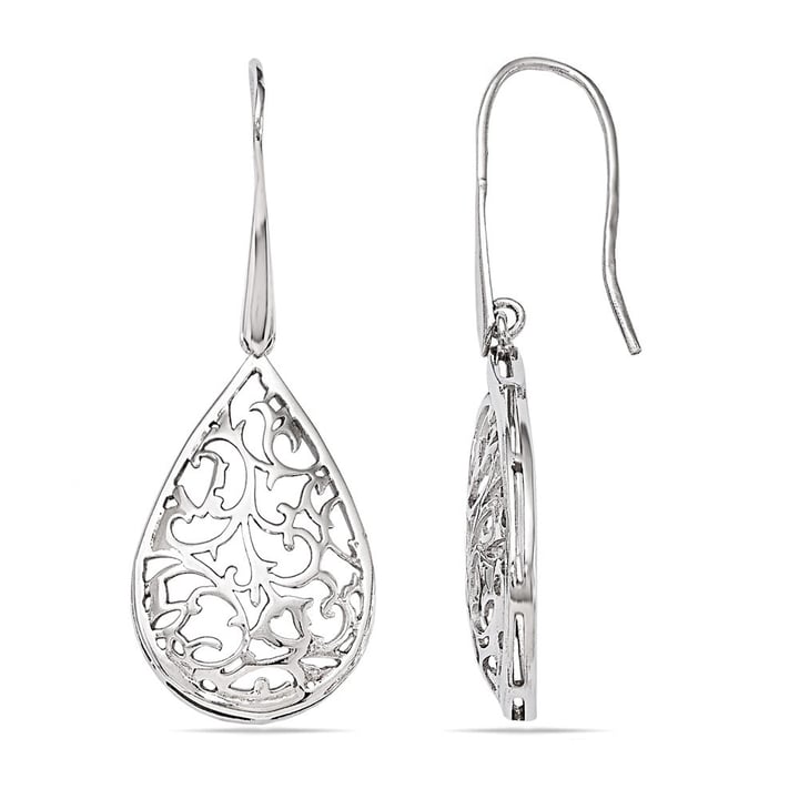 Silver Filigree Earrings In A Paisley Dangle Design | 02