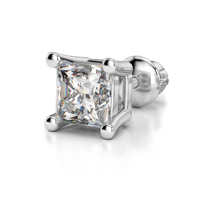 Single Princess Cut Diamond Earring In White Gold (3/4 Ctw) | Thumbnail 01