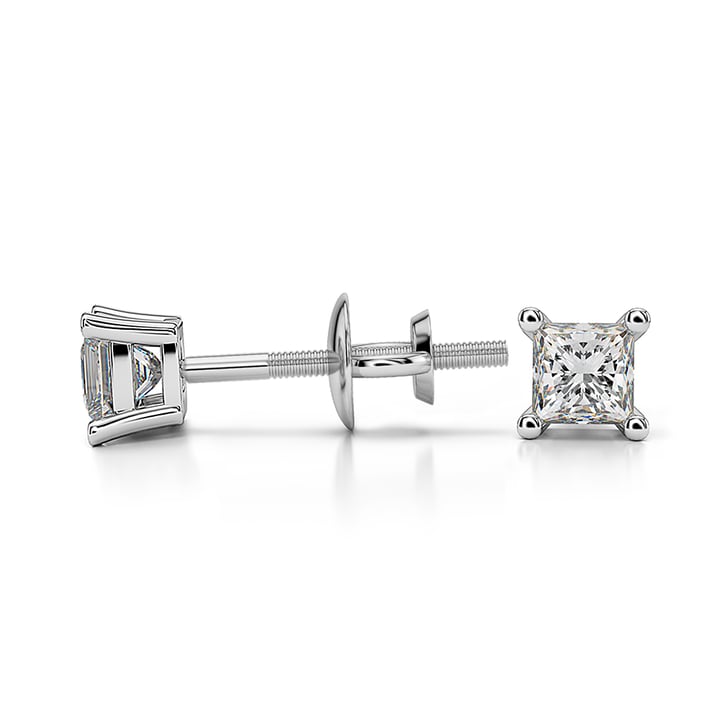 1/4 Ctw Princess Diamond Stud Earrings In White Gold - Value Collection | Thumbnail 01