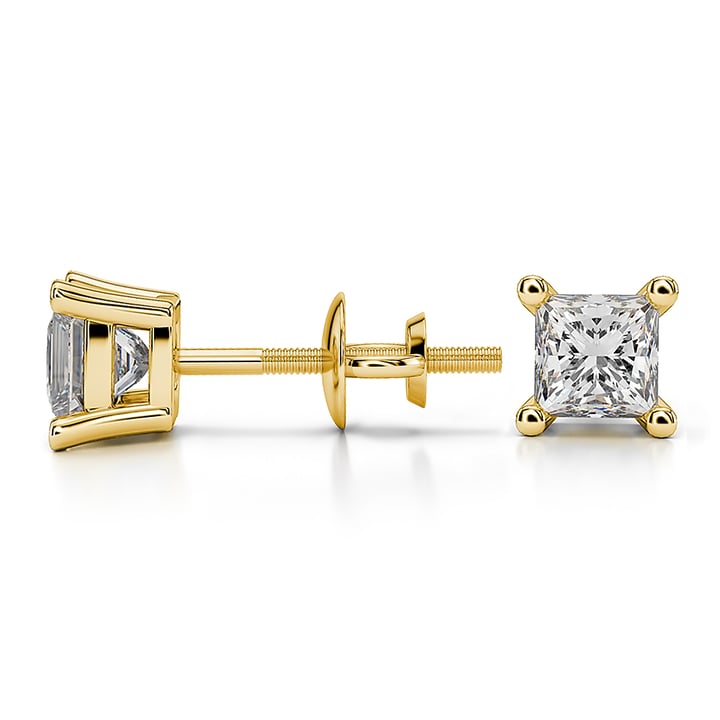 3/4 Ctw Princess Diamond Stud Earrings In Gold - Value Collection | Thumbnail 01