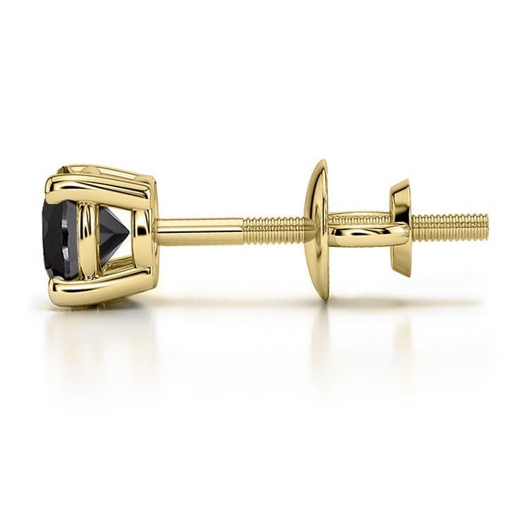 1 Ctw Single Black Diamond Stud Earring In Gold | 03