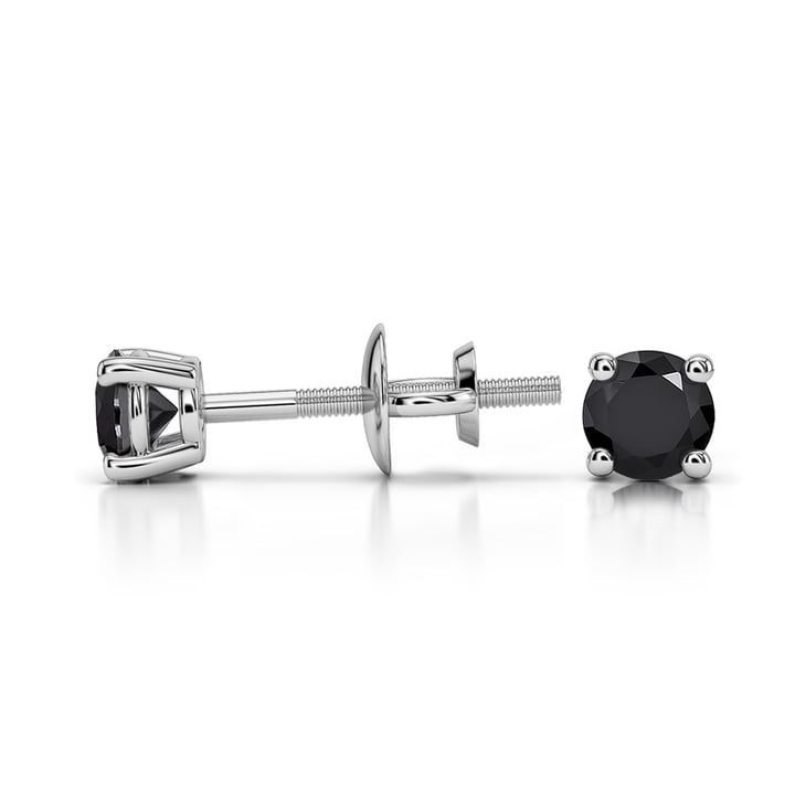 Round Black Diamond Stud Earrings in Platinum (1/4 ctw) | 03