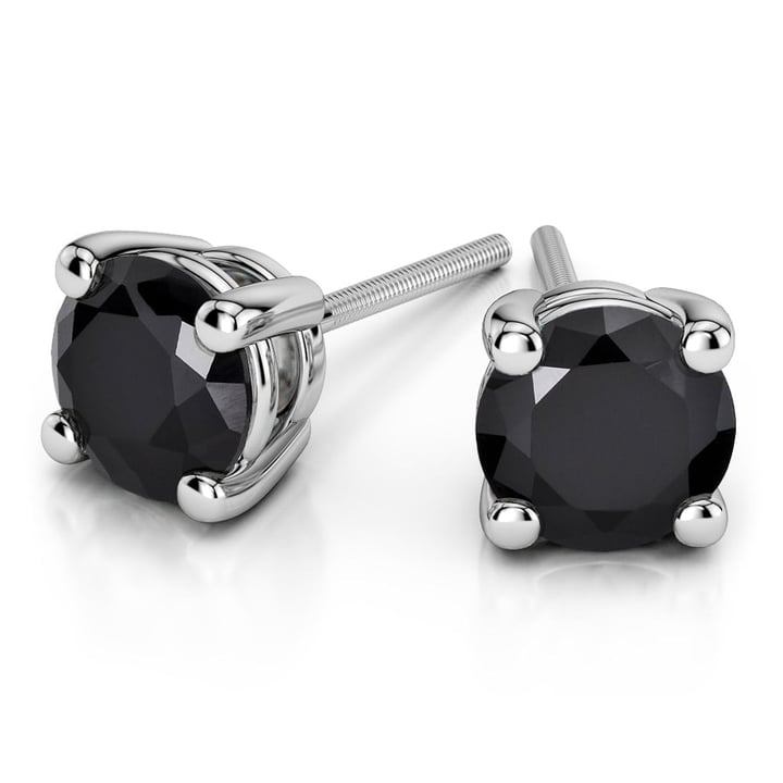 Round Black Diamond Stud Earrings in Platinum (2 ctw) | Thumbnail 01