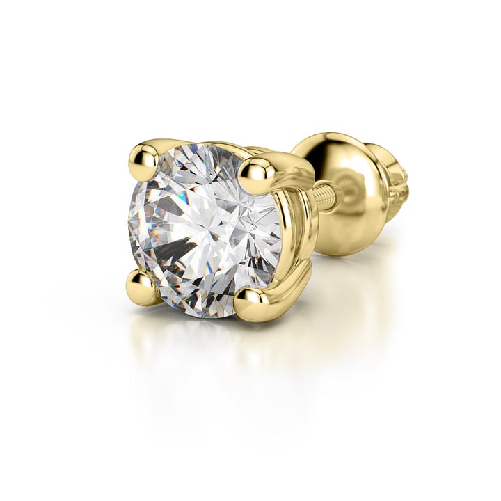 Single Diamond Stud Earring In Gold (3/4 Ctw Round Cut) | Thumbnail 01
