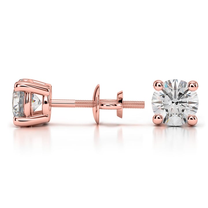 Rose Gold Diamond Stud Earrings (1 1/2 Ctw) - Value Collection | 03