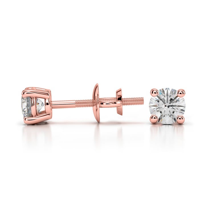 Rose Gold Diamond Stud Earrings (1/3 Ctw) - Value Collection | 03