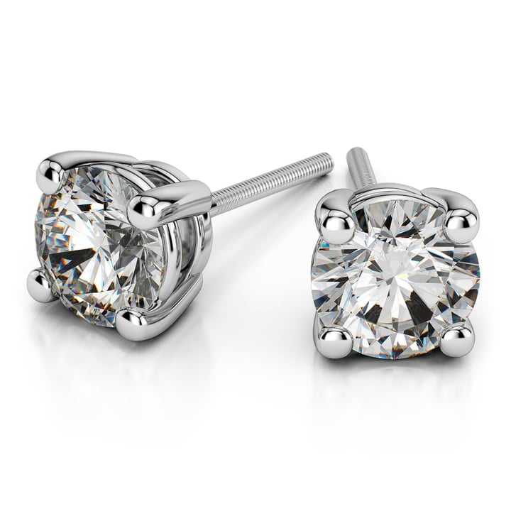 Round Diamond Stud Earrings in White Gold (1/4 ctw) - Value Collection | 01