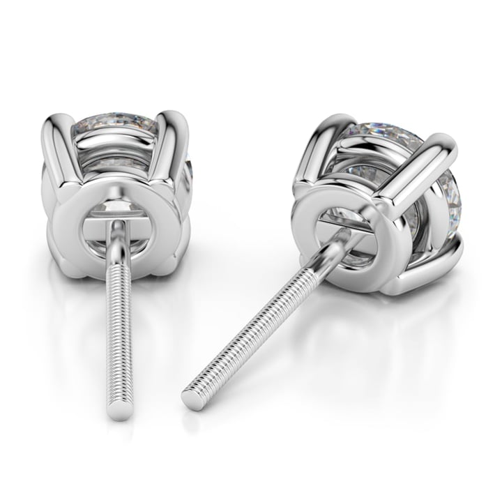 Round Diamond Stud Earrings in White Gold (1 ctw) - Value Collection | 02
