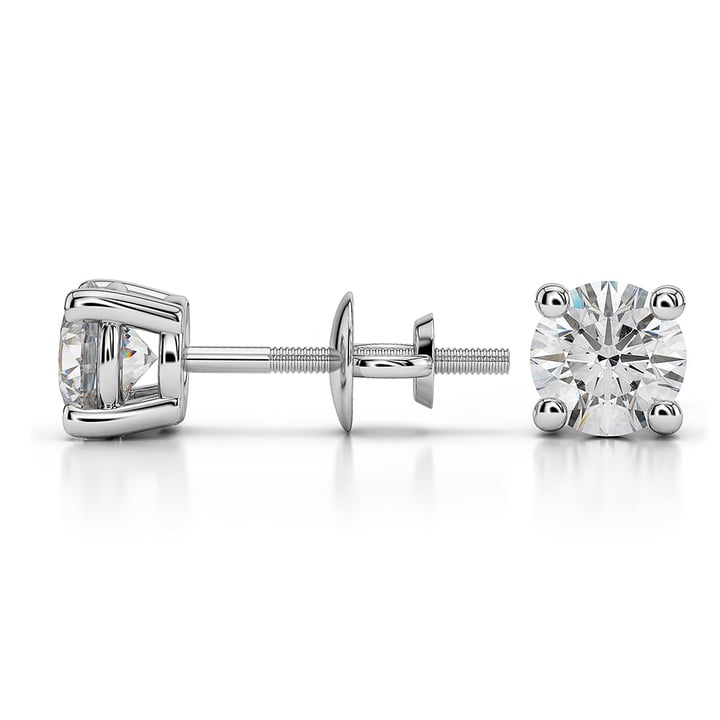 Round Diamond Stud Earrings in White Gold (1 ctw) - Value Collection | Thumbnail 01