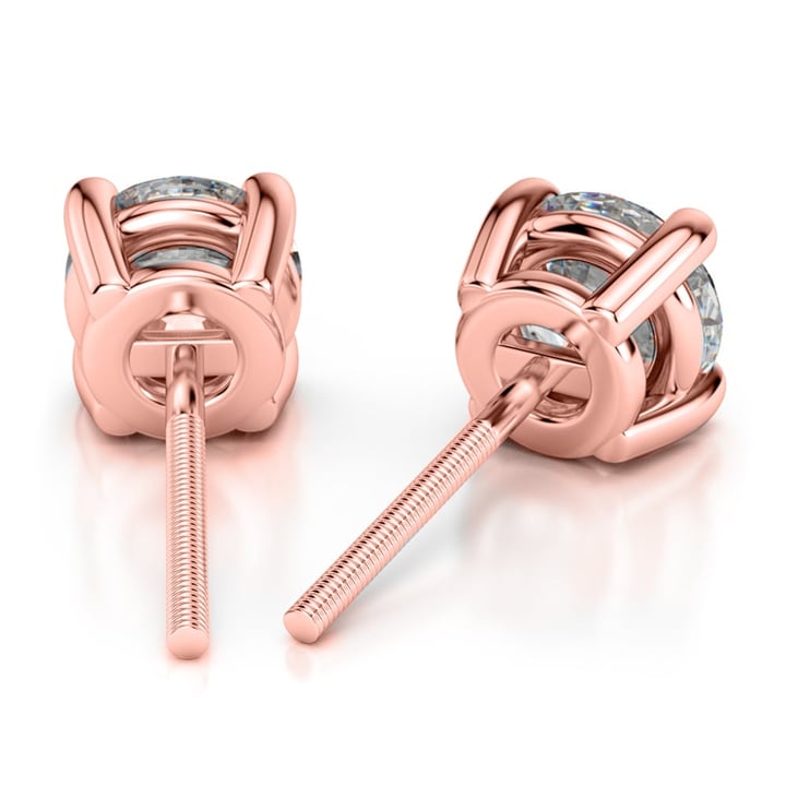 1 Carat Rose Gold Diamond Stud Earrings - Value Collection | 02