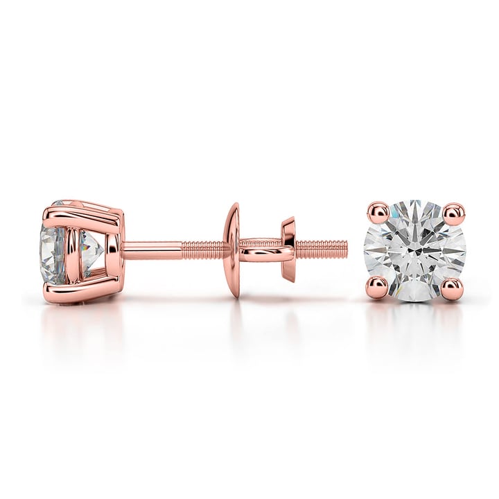 Rose Gold Diamond Stud Earrings (3/4 Ctw) - Value Collection | 03