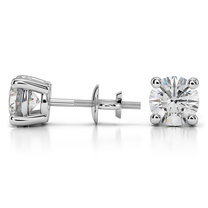 3 Ctw Round Diamond Stud Earrings In Platinum - Value Collection | 03