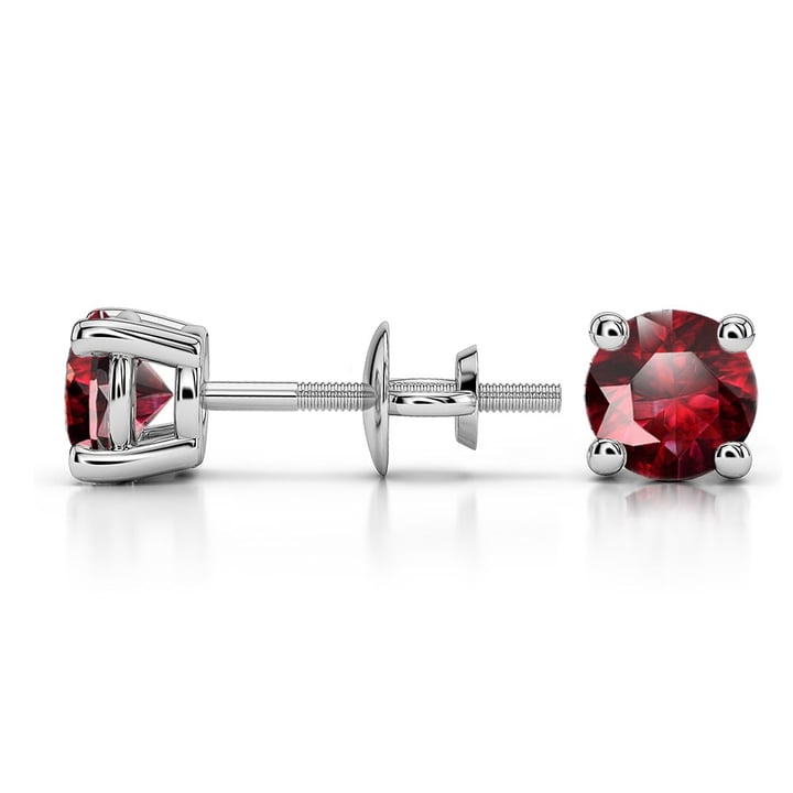 Ruby Round Gemstone Stud Earrings in Platinum (5.1 mm) | Thumbnail 01