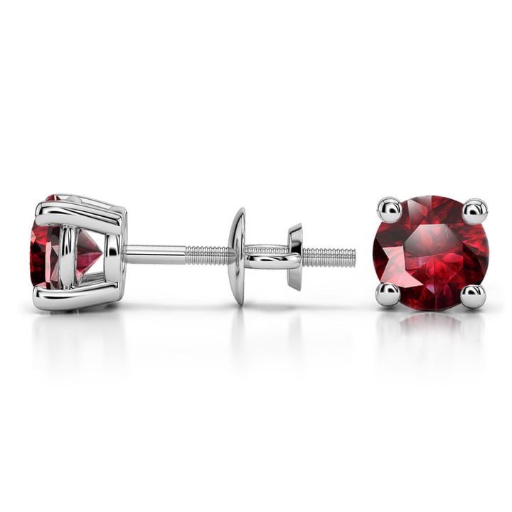 Ruby Round Gemstone Stud Earrings in White Gold (5.9 mm) | Thumbnail 01
