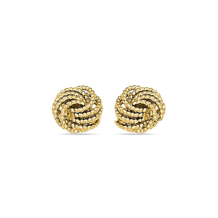 Textured Gold Love Knot Stud Earrings | Thumbnail 01