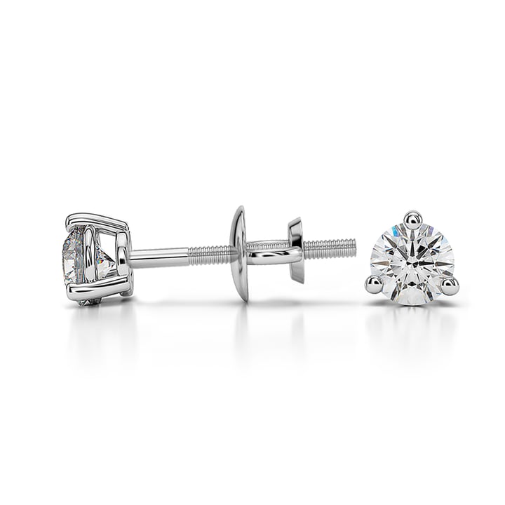 3 Prong Diamond Stud Earrings In Platinum (1/4 Ctw) | 03