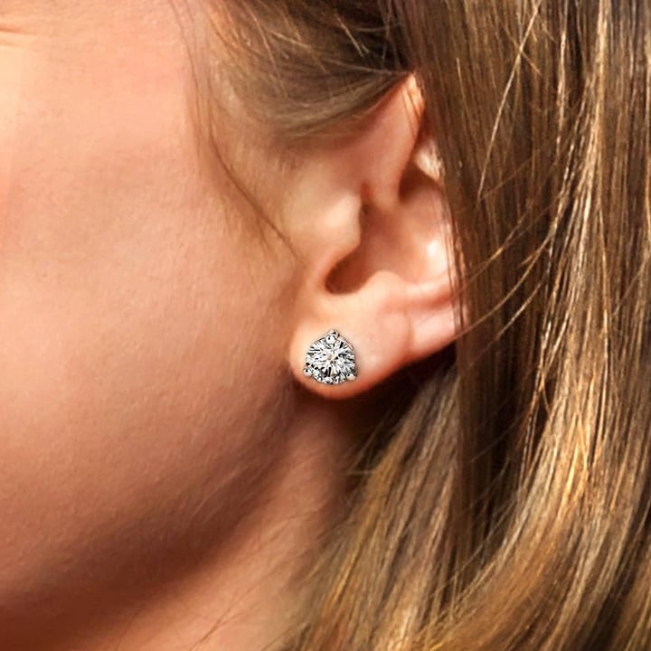 4 Ctw Diamond Stud Earrings In White Gold (3 Prong) | Thumbnail 01