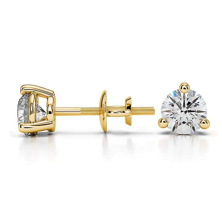 3 Prong Diamond Stud Earrings In Gold (3/4 Ctw) | Thumbnail 01