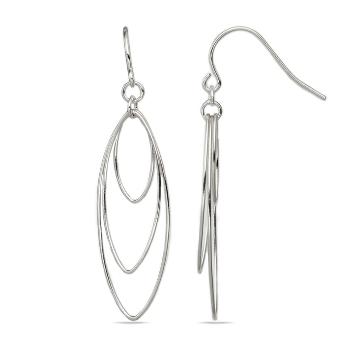 Sterling Silver Dangle Triple Hoop Earrings | Thumbnail 01