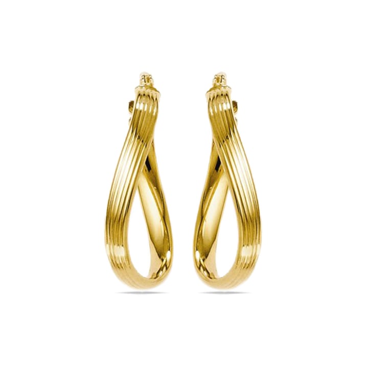 Twisted Oval Hoop Earrings In Yellow Gold | Thumbnail 01