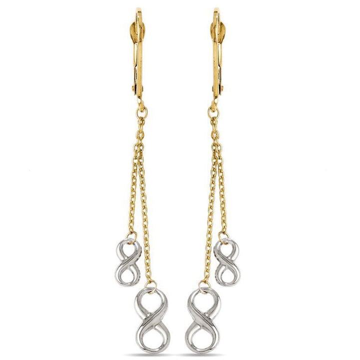 Infinity Twist Chain Drop Earrings In White And Yellow Gold  | Zoom