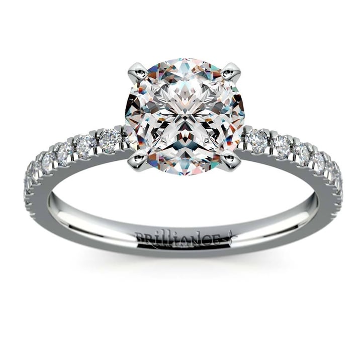 Petite Pave Diamond Engagement Ring in White Gold (1/4 ctw) | 01