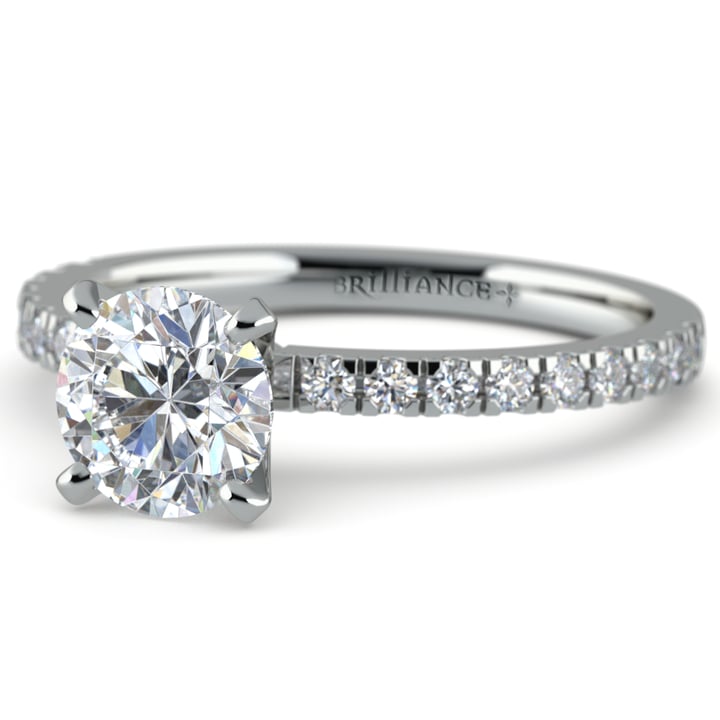 Petite Pave Diamond Engagement Ring in White Gold (1/4 ctw) | Thumbnail 04