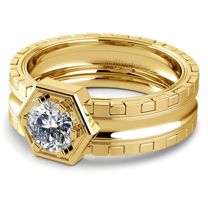 methodologie lepel Shetland Ajax - 1 Carat Solitaire Diamond Gold Mens Engagement Ring