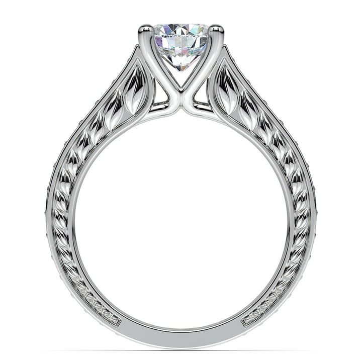 Antique Diamond and Sapphire Engagement Ring in White Gold | 02