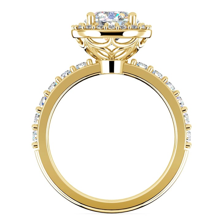 Antique Halo Engagement Ring Setting In Classic Gold | 02