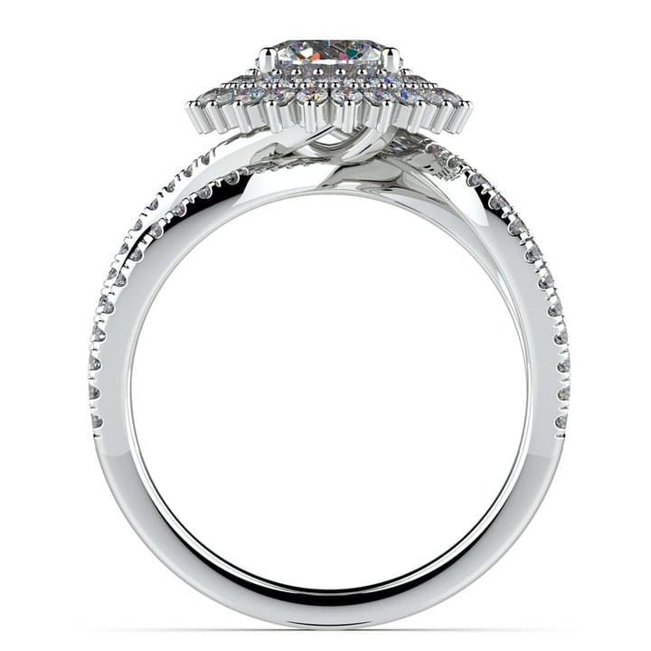 White Gold Sunburst Diamond Engagement Ring Setting | Thumbnail 02