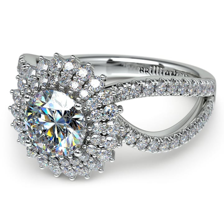 White Gold Sunburst Diamond Engagement Ring Setting | 04