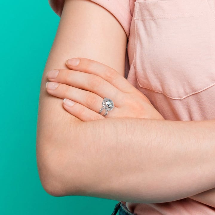 White Gold Sunburst Diamond Engagement Ring Setting | 06
