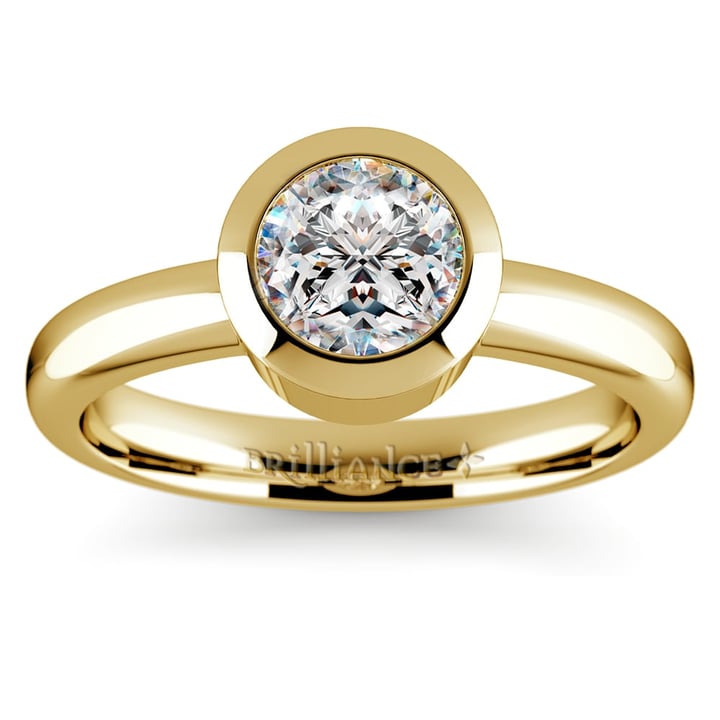 Bezel Set Diamond Ring Setting In Yellow Gold | Zoom