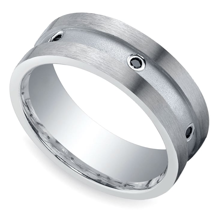 Argentium Silver Mens Ring With Black Diamonds | 03