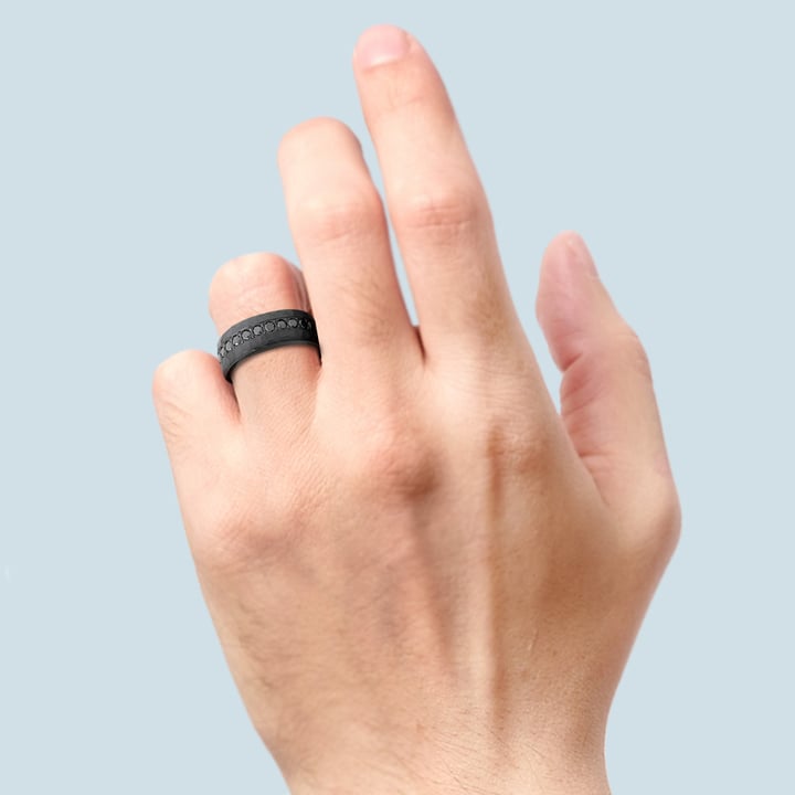 Mens Black Zirconium Diamond Engagement Ring | 06