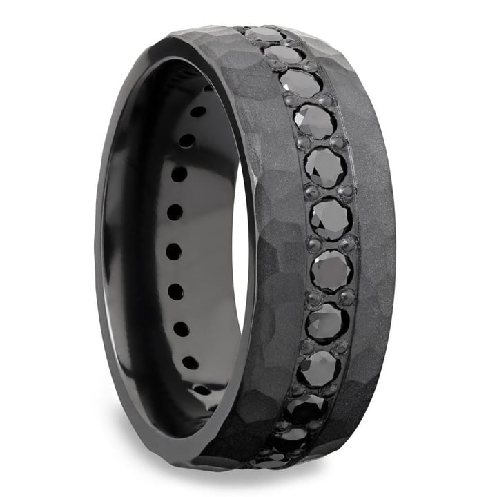 Mens Black Zirconium Diamond Engagement Ring | 02