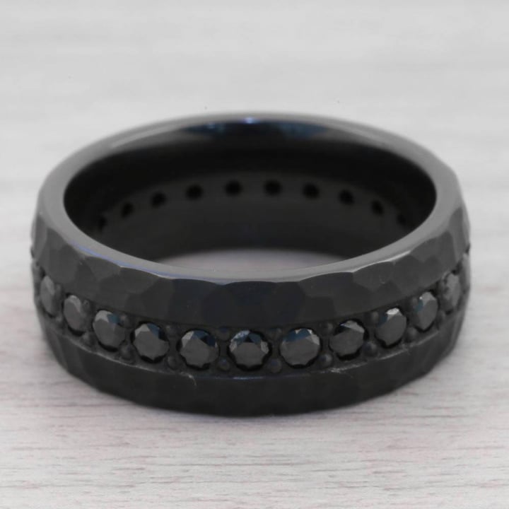 Mens Black Zirconium Diamond Engagement Ring | Thumbnail 05
