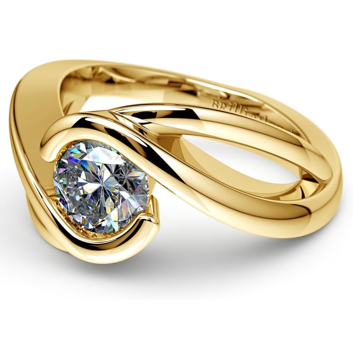 Bypass Solitaire Engagement Ring in Yellow Gold