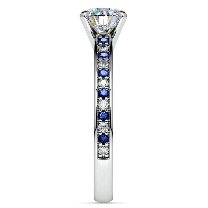 Diamond And Sapphire Cathedral Engagement Ring In White Gold | Thumbnail 03