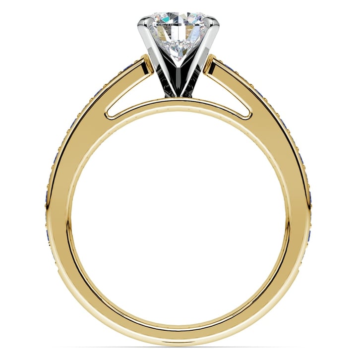 Sapphire Engagement Ring In Yellow Gold With Cathedral Setting | 02