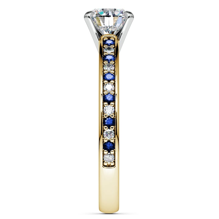 Sapphire Engagement Ring In Yellow Gold With Cathedral Setting | 03
