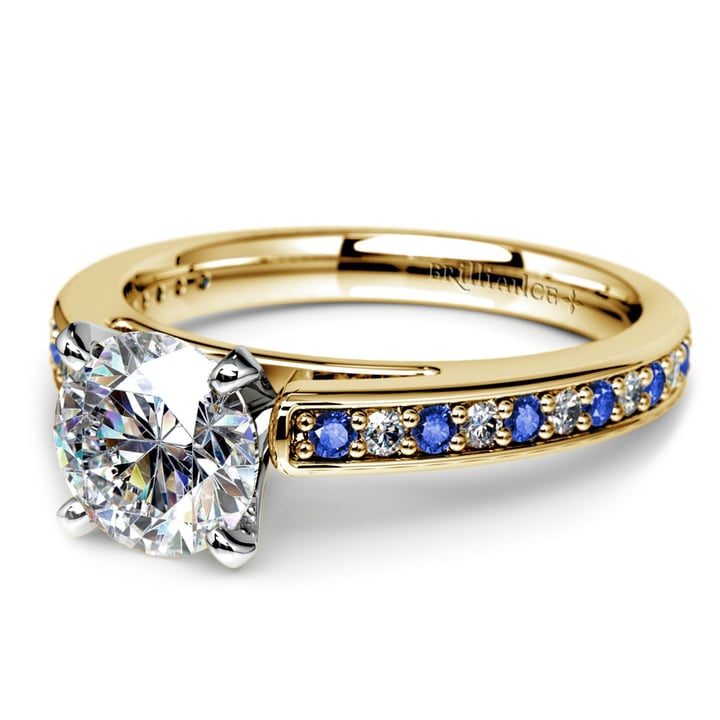 Sapphire Engagement Ring In Yellow Gold With Cathedral Setting | Thumbnail 04