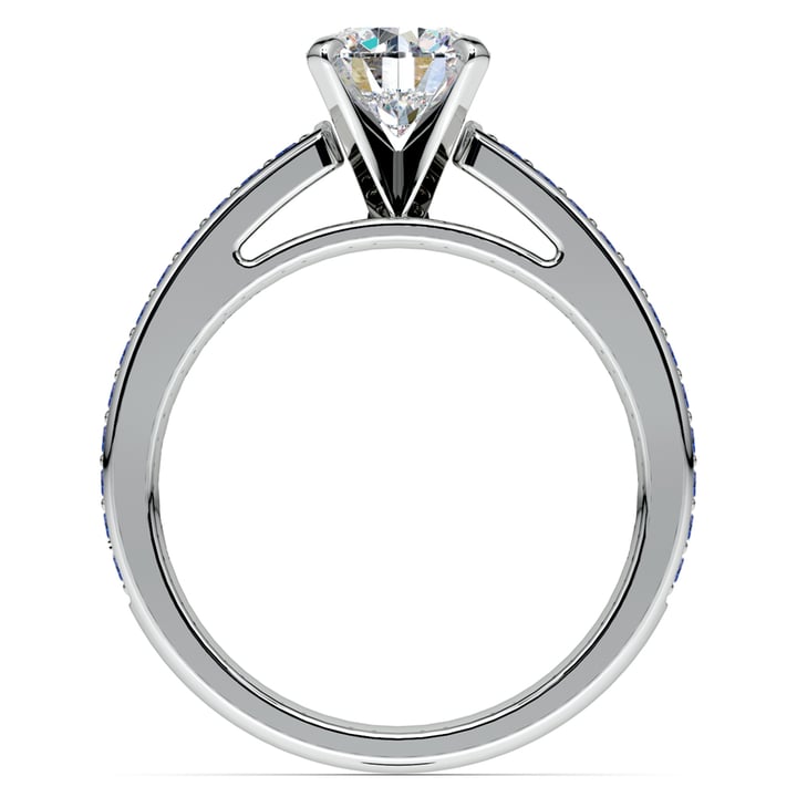 Blue Sapphire Pave Band Engagement Ring Setting In White Gold | Thumbnail 02
