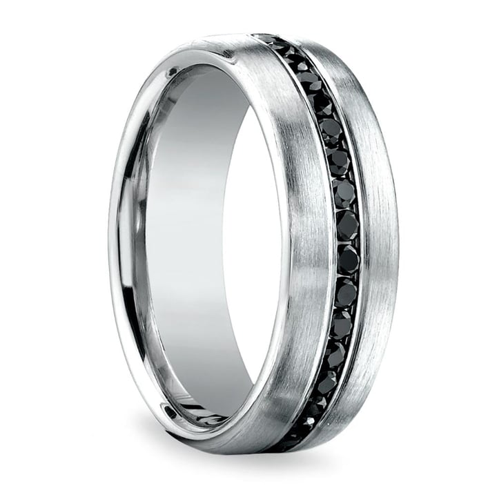 Mens White Gold Ring With Black Diamonds | 02