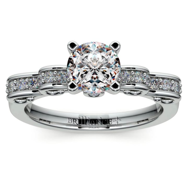 Ribbon Diamond Engagement Ring In White Gold - Cinderella Design | Thumbnail 01